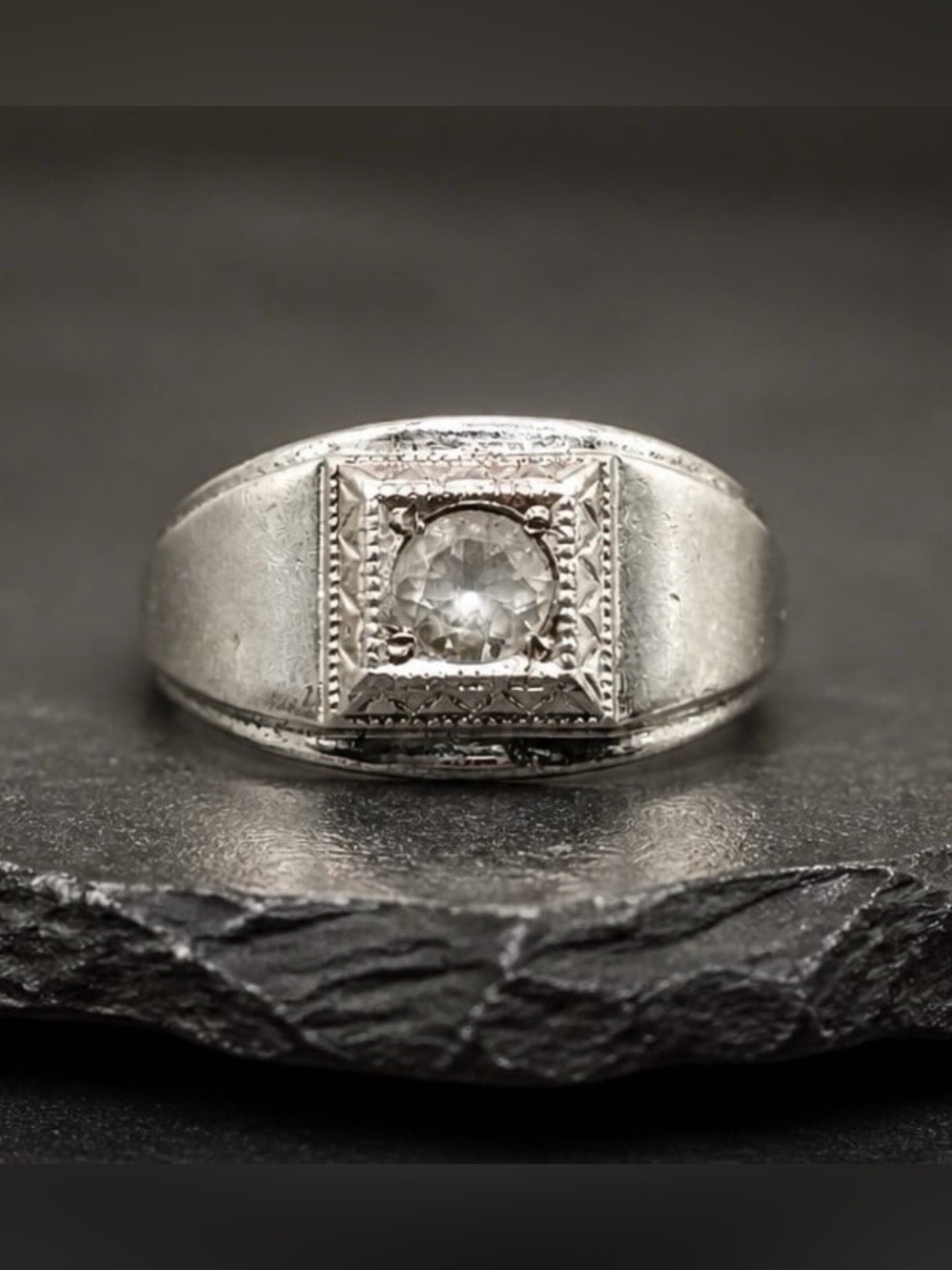 Size 10.5 Vintage ESPO white topaz 925 Sterling Silver Ring